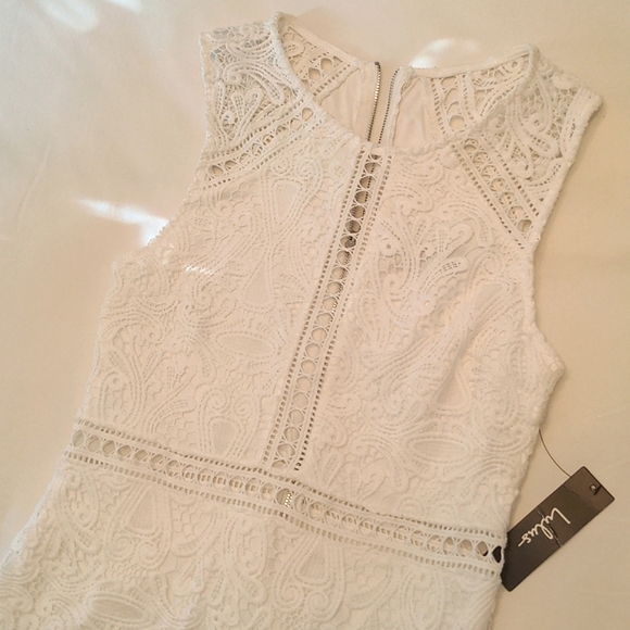 Lulus White Crochet Lace Sleeveless Mini Dress NWT Size Small - Picture 5 of 9